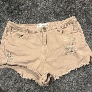 Tan RSQ Distressed Maui High Rise Shorts!